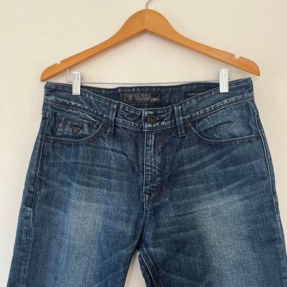 Guess Dark Wash Lincoln Slim Straight Mid Rise 100% Cotton Denim Jeans - Picture 4 of 11